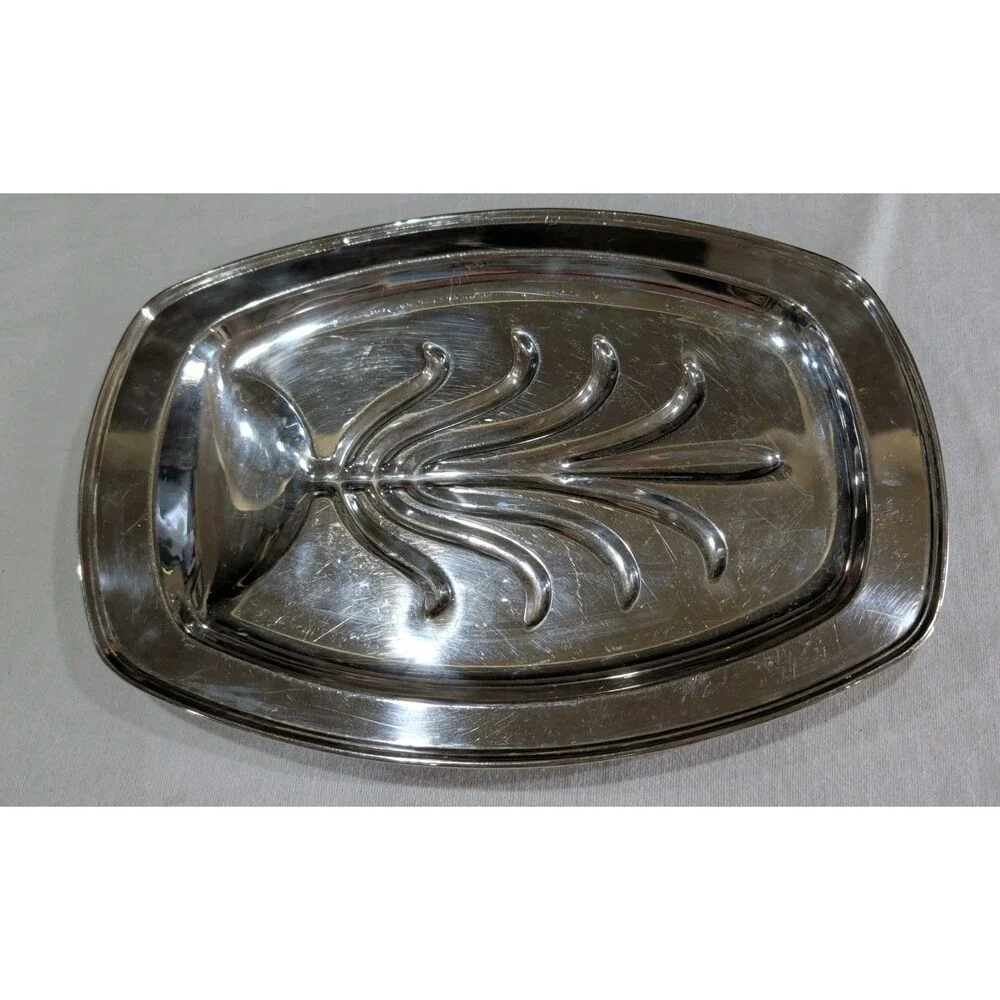 Vintage National Silver Plate Footed Serving Platter Tray Tree of Life 15”x11”
